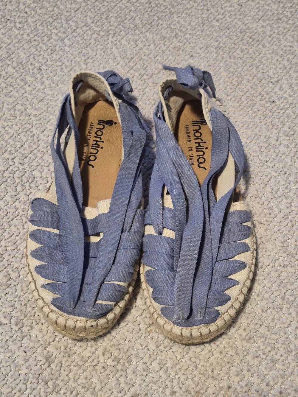 Norkinas Blue and White Lace Up Espadrilles Size 38
